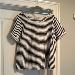 Green Envelope navyand White Striped Short Sleeve Top